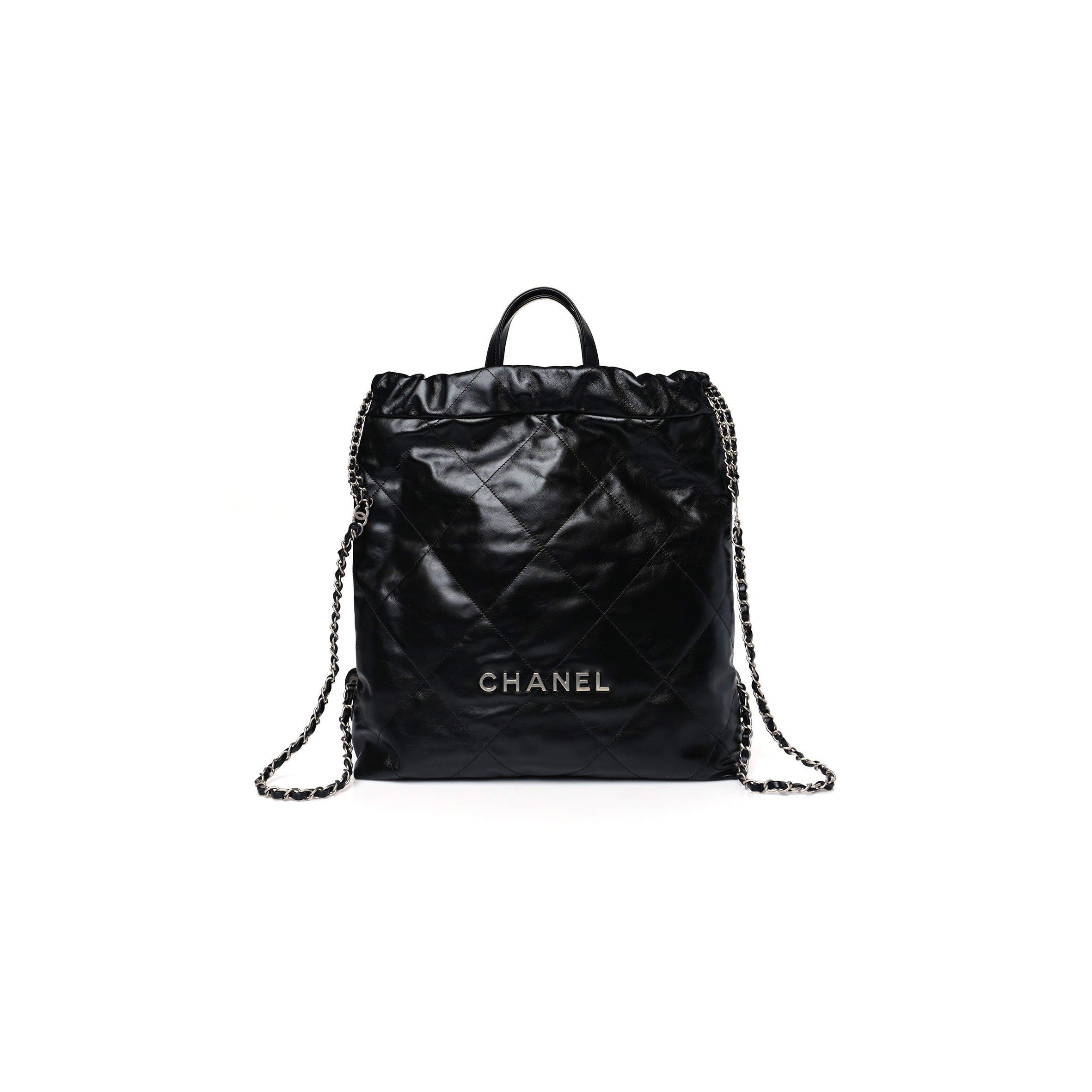 CHANEL MASTER SHINY CALFSKIN QUILTED CHANEL 22 BACKPACK BLACK (34*29*10.5cm)